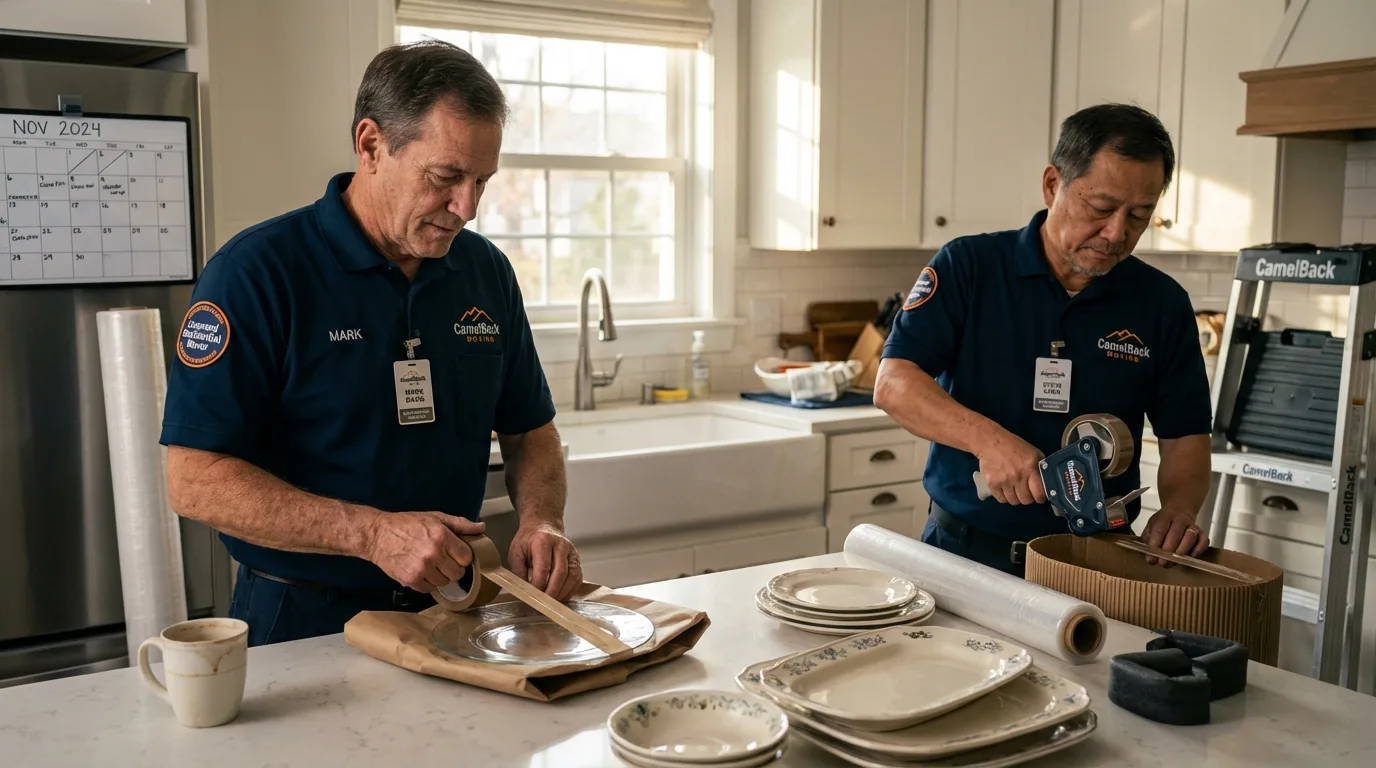 Professional crew packing kitchen dishware in Palestine, TX